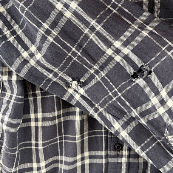 The Hundreds Flannel Shirt Plaid Mens Large Distressed - Picture 8 of 11